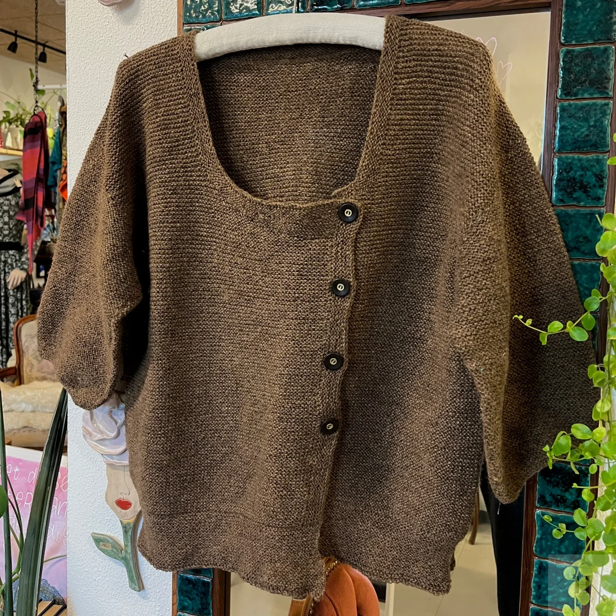 Håndstrikket Cardigan i Finuld - Str. M - Billede 3