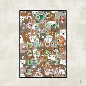 Alfabet-bjørne plakat A3