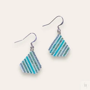 Ørering af miyuki perler - Stripes turkis