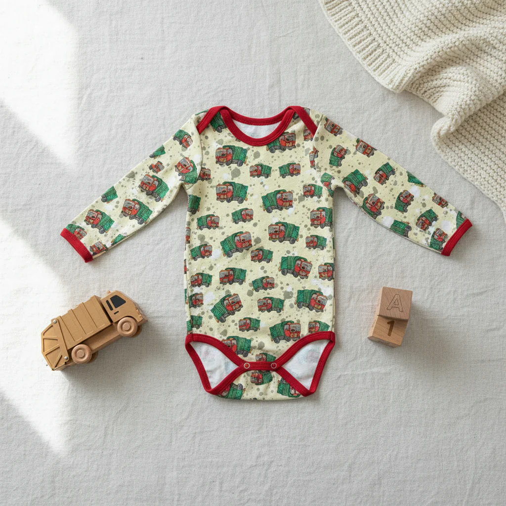 Baby body str. 74 – Lastbiler - Billede 3